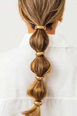 MICAS Accessories-4 Pc Alloy Advanced Headbands Set For Ponytail Styling GOLD