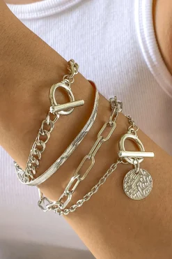 MICAS Bracelets|Accessories-4 pc Snake Chain Bracelet Set SILVER