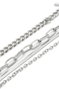 MICAS Bracelets|Accessories-4 pc Snake Chain Bracelet Set SILVER