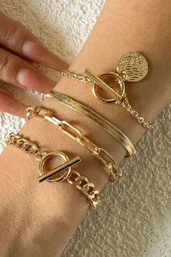 MICAS Bracelets|Accessories-4 pc Snake Chain Bracelet Set SILVER