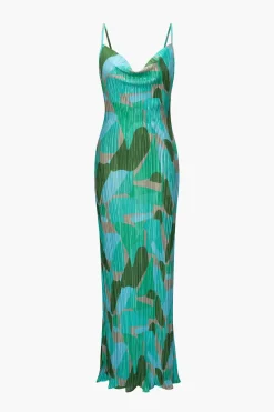 MICAS Maxi Dresses-Abstract Cowl Neck Plisse Maxi Dress