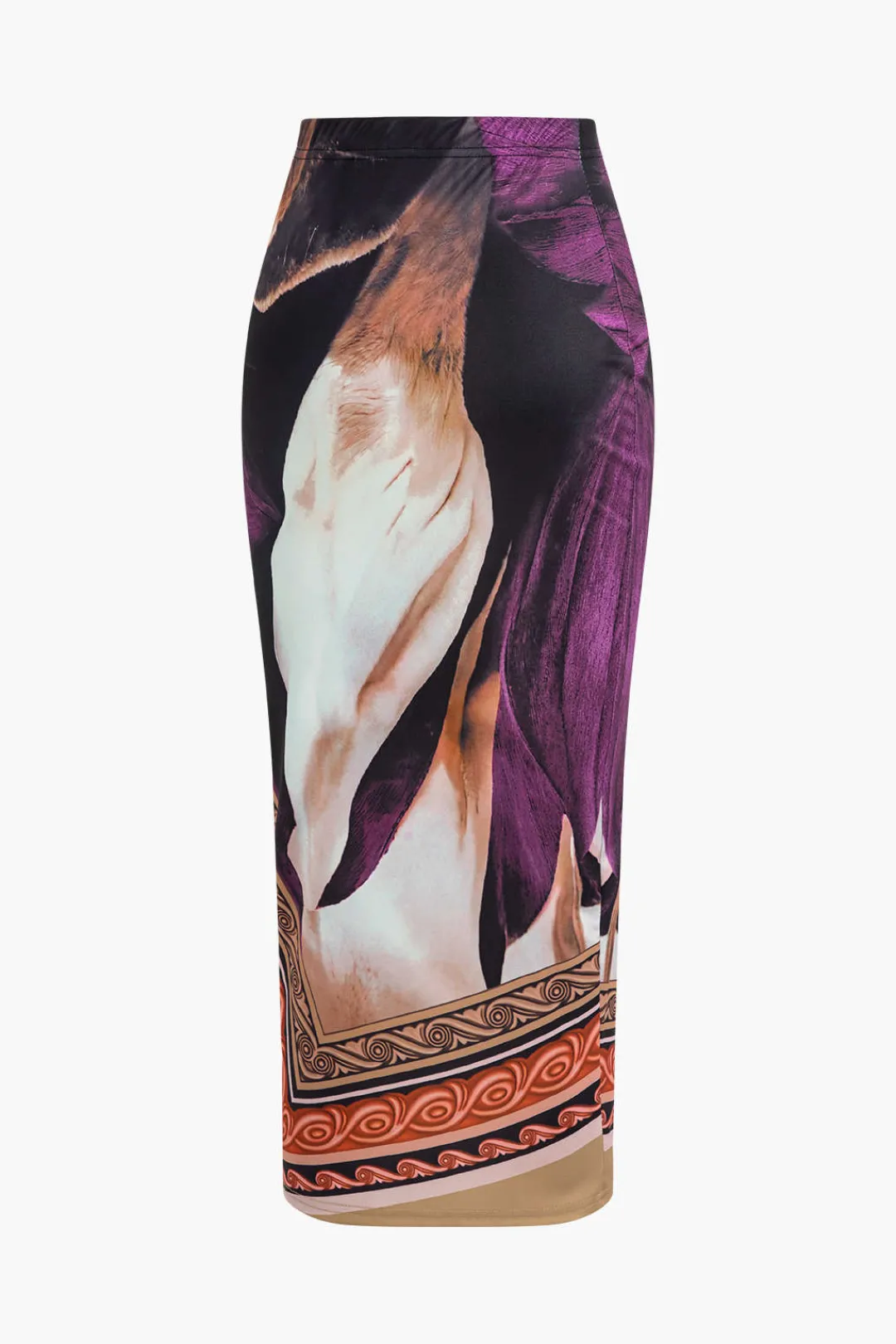 MICAS Skirt Sets-Abstract Floral Print Long Sleeve Top And Midi Skirt Set MULTICOLOR