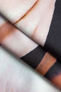 MICAS Skirt Sets-Abstract Floral Print Long Sleeve Top And Midi Skirt Set MULTICOLOR