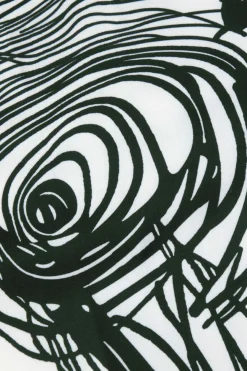 MICAS Mini Dresses-Abstract Line Print Short Sleeve Mini Dress WHITE