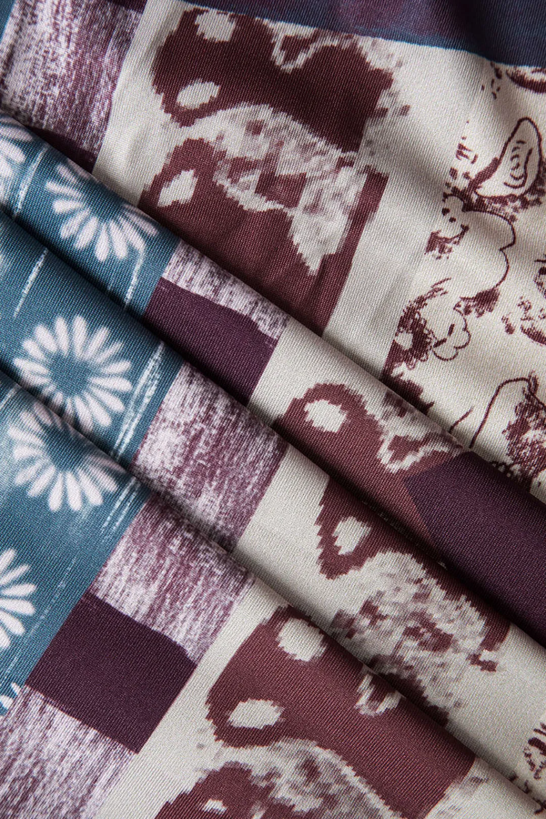 MICAS Long Sleeve Dresses|Maxi Dresses-Abstract Patchwork Printed Long Sleeve Maxi Dress MULTICOLOR