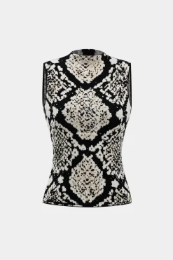 MICAS Knitwear|Knit Sets-Abstract Pattern Knit Tank Top And Skirt Set Contrast Color