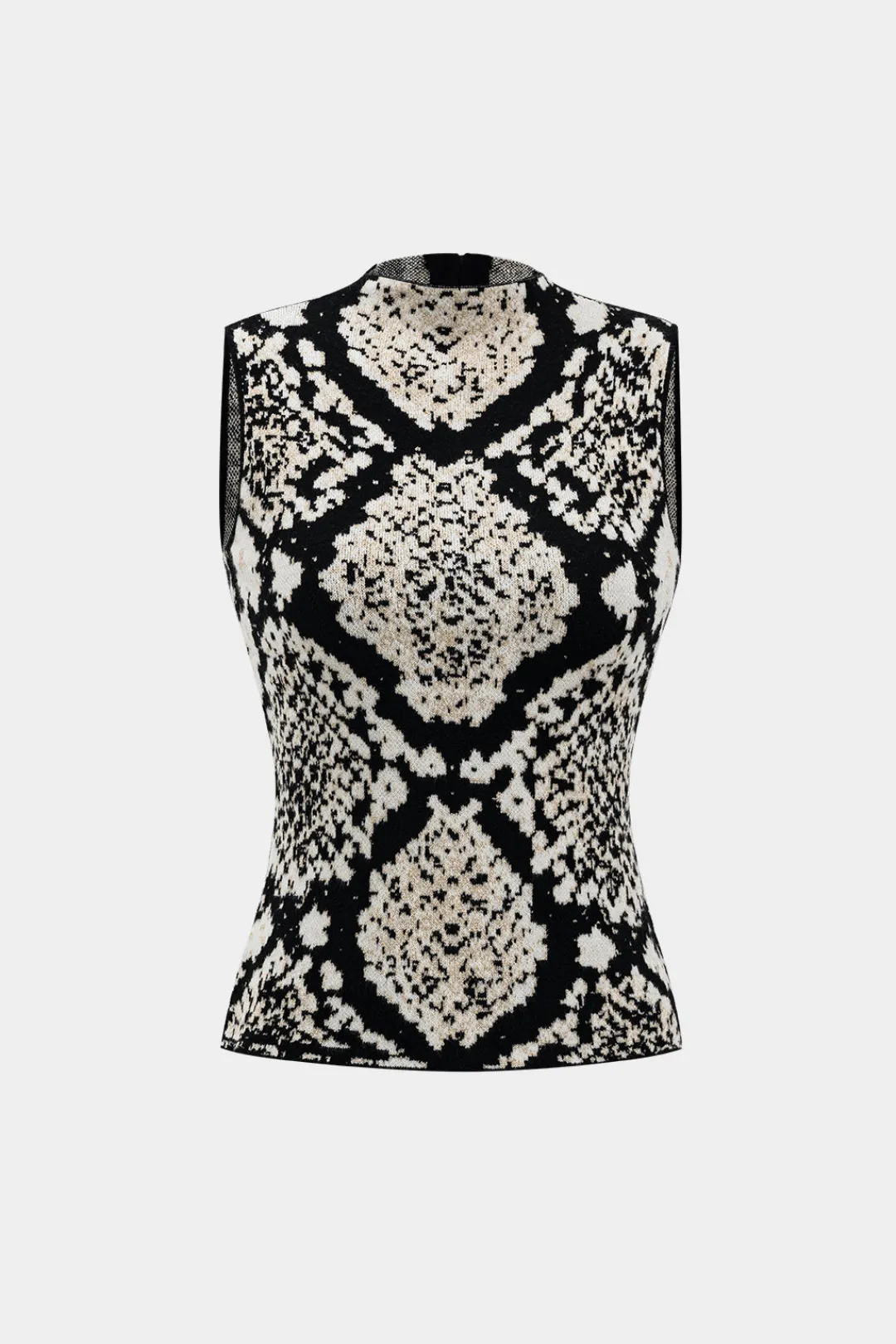 MICAS Knitwear|Knit Sets-Abstract Pattern Knit Tank Top And Skirt Set Contrast Color