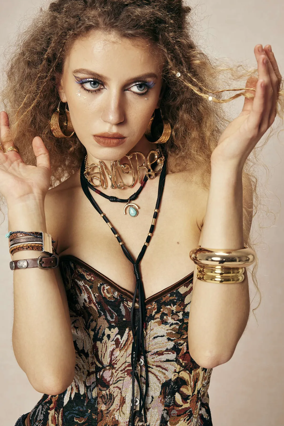 MICAS Tube Tops|Corset & Bustier Tops-Abstract Print Braided Tie Corset Top