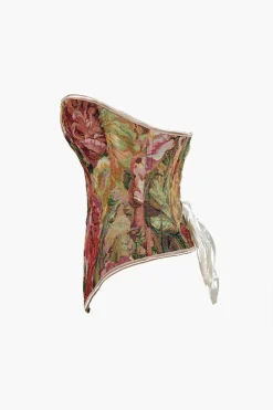 MICAS Tube Tops|Corset & Bustier Tops-Abstract Print Braided Tie Corset Top