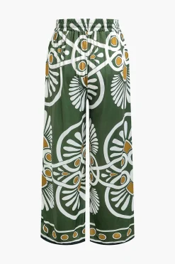 MICAS Pants-Abstract Print Drawstring Wide Leg Pants