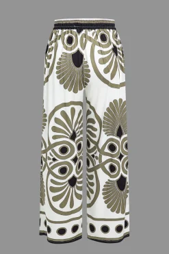 MICAS Pants-Abstract Print Drawstring Wide Leg Pants