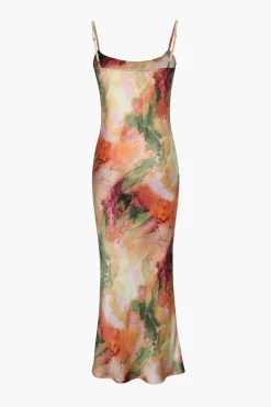 MICAS Midi Dresses-Abstract Print Fitted Midi Slip Dress