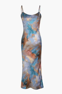 MICAS Midi Dresses-Abstract Print Fitted Midi Slip Dress