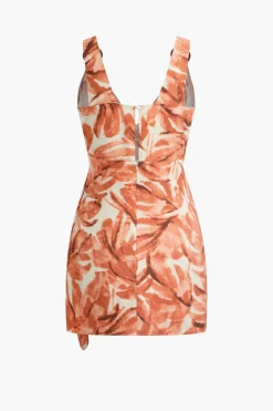 MICAS Mini Dresses-Abstract Print Knot V-Neck Mini Dress PERSIMMON