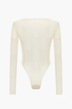 MICAS Bodysuits-Abstract Print Long-Sleeve Bodysuit BEIGE