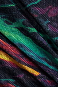 MICAS Bodysuits-Abstract Print Mesh Long Sleeve Bodysuit MULTICOLOR