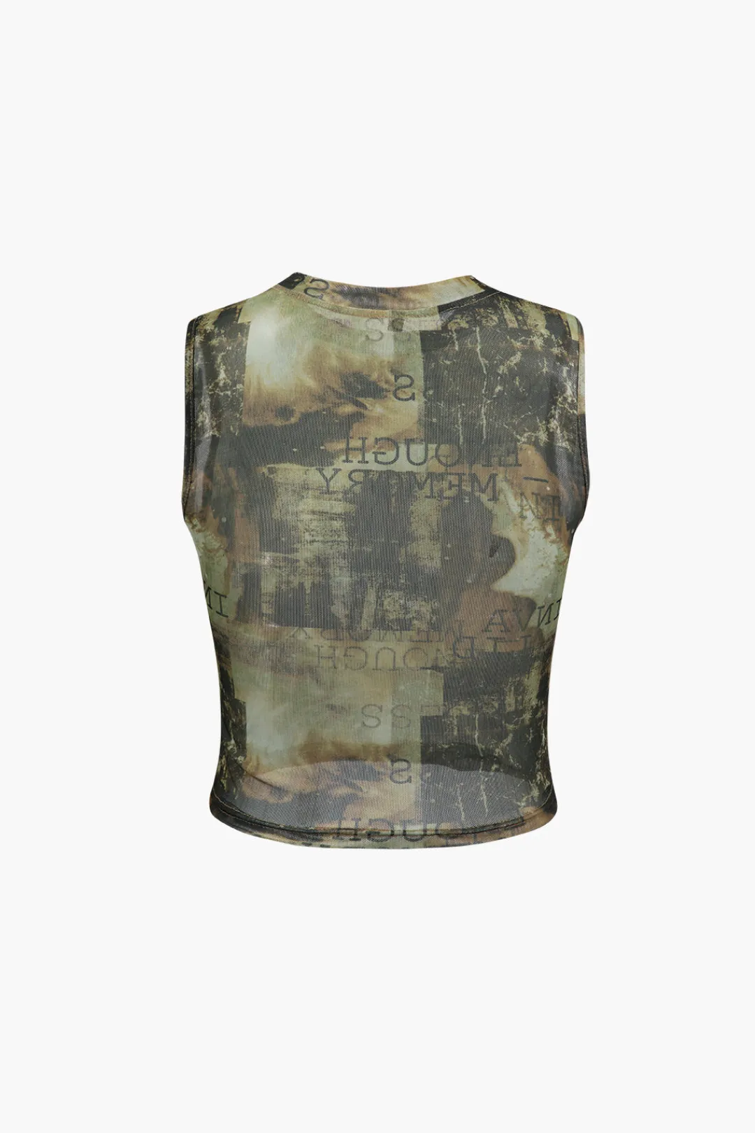 MICAS Tank Tops & Cami-Abstract Print Mesh Tank Top BROWN