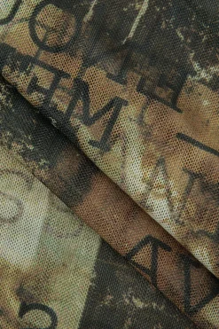 MICAS Tank Tops & Cami-Abstract Print Mesh Tank Top BROWN