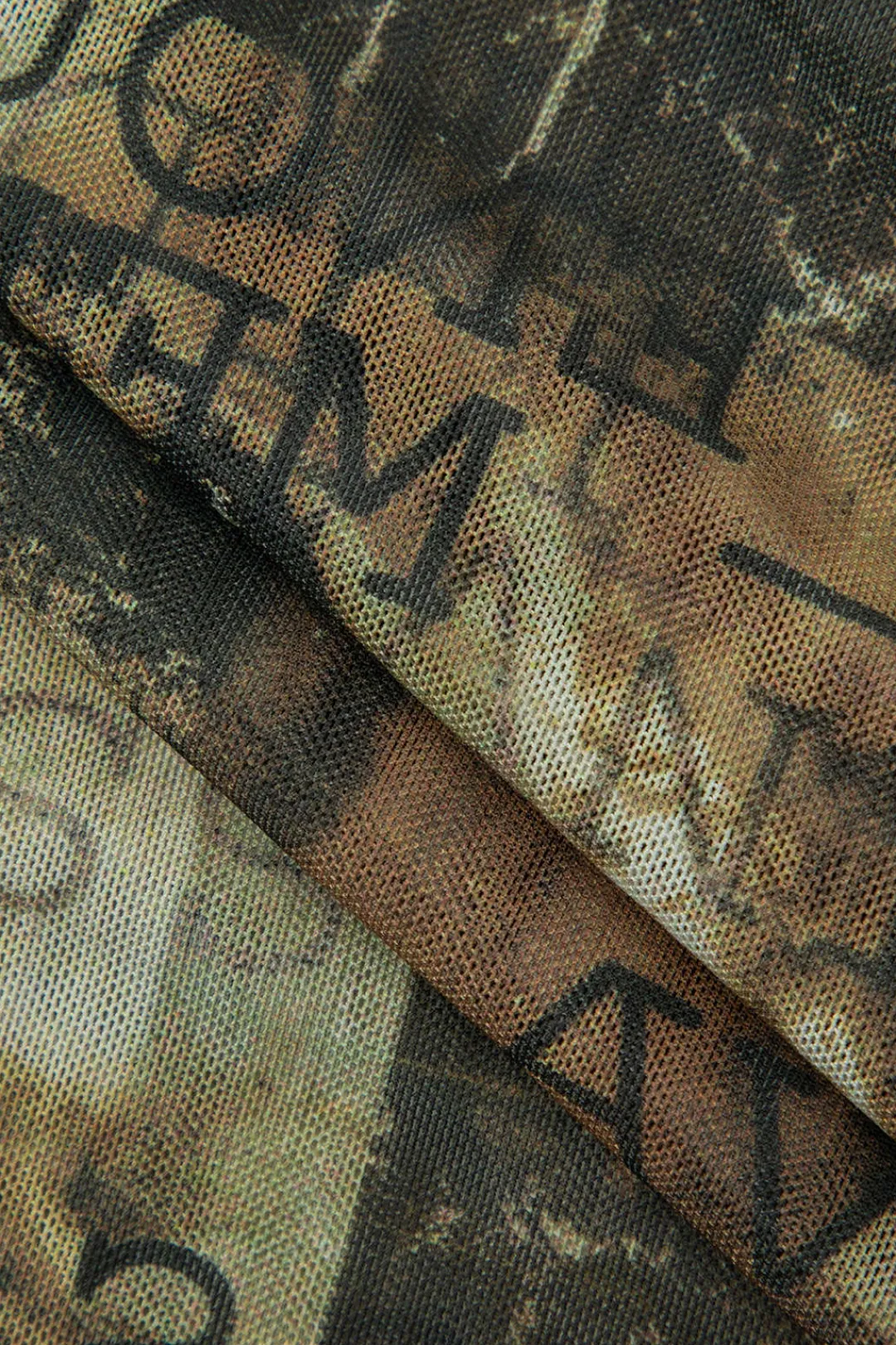 MICAS Tank Tops & Cami-Abstract Print Mesh Tank Top BROWN