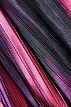 MICAS Long Sleeve Dresses|Midi Dresses-Abstract Print Pleated V-Neck Batwing Sleeve Maxi Dress PURPLE