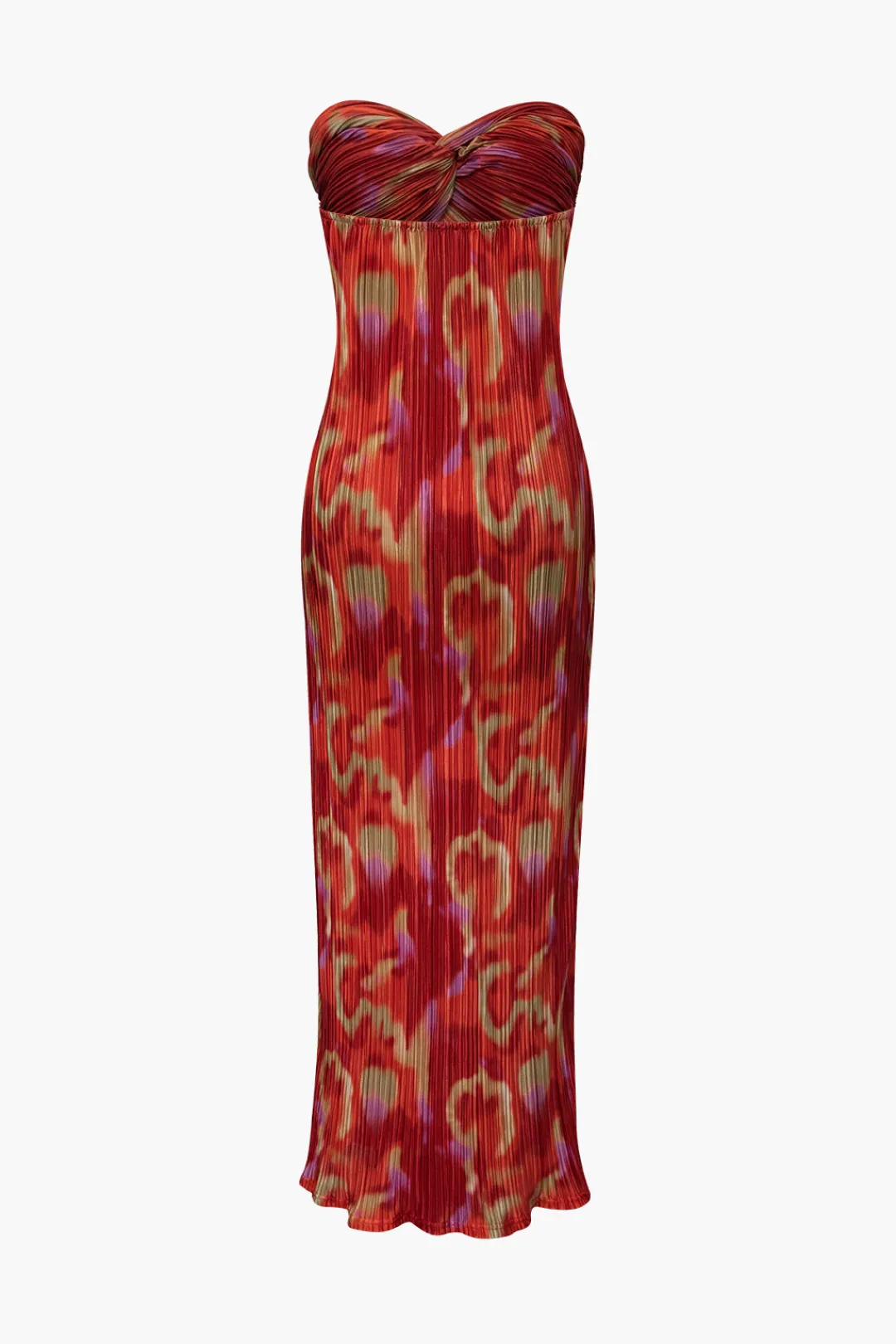 MICAS Maxi Dresses-Abstract Print Plisse Strapless Maxi Dress