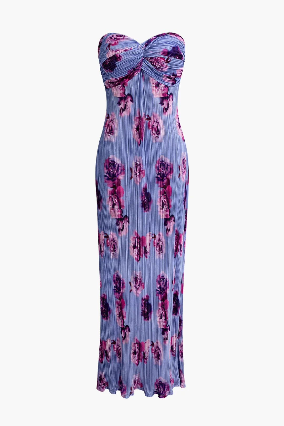 MICAS Maxi Dresses-Abstract Print Plisse Strapless Maxi Dress