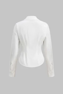 MICAS Long Sleeve Tops|Blouses & Shirts-Abstract Print Print Button Long-Sleeve Shirt WHITE