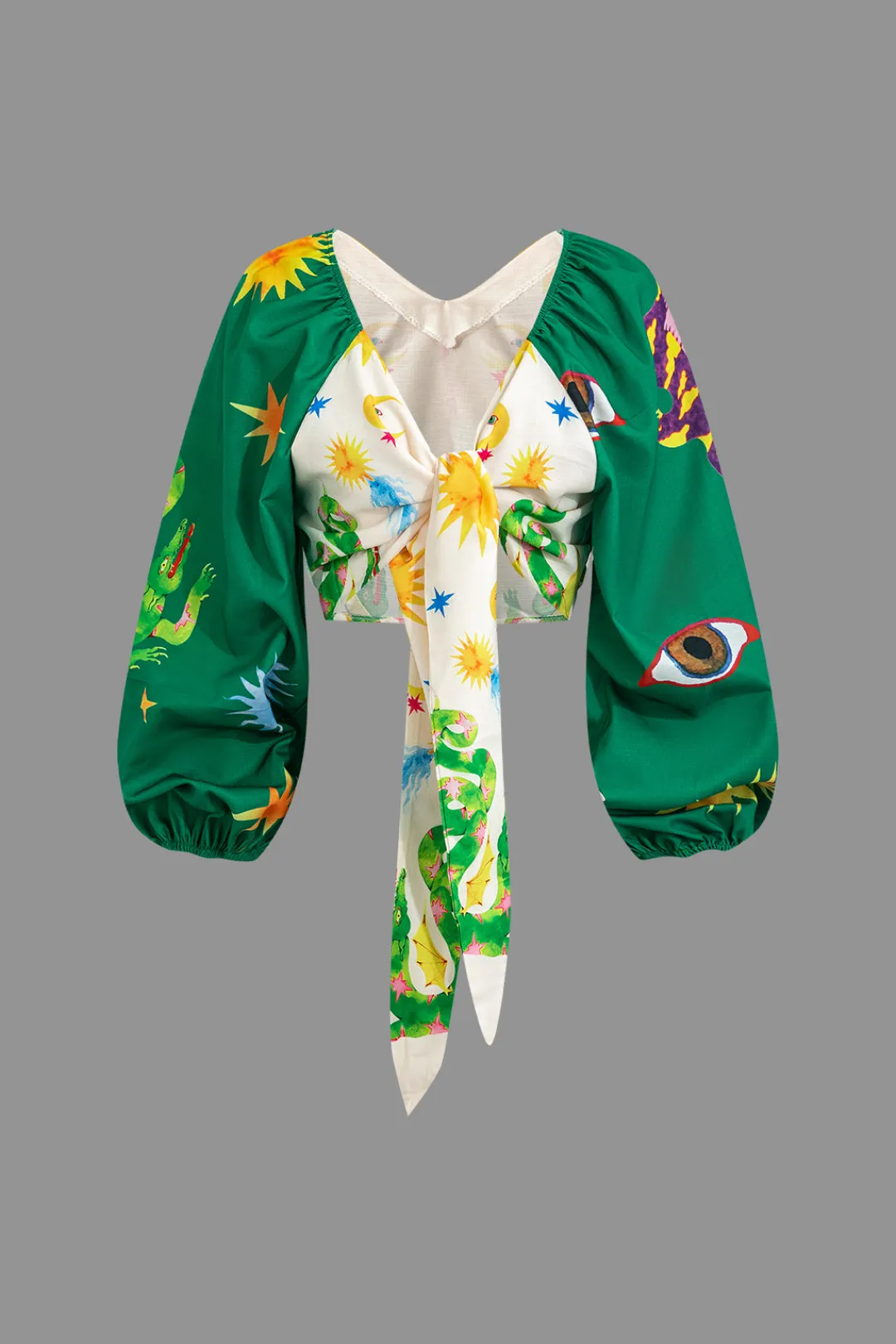 MICAS Short Sets-Abstract Print Puff Sleeve Two-Piece Shorts Set MULTICOLOR