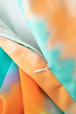 MICAS Pants-Abstract Print Satin Tie Waist Wide Leg Pants TURQUOISE