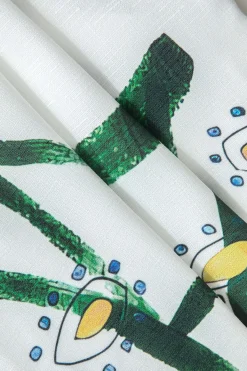 MICAS Short Sets-Abstract Print Shirt And Drawstring Shorts Set WHITE