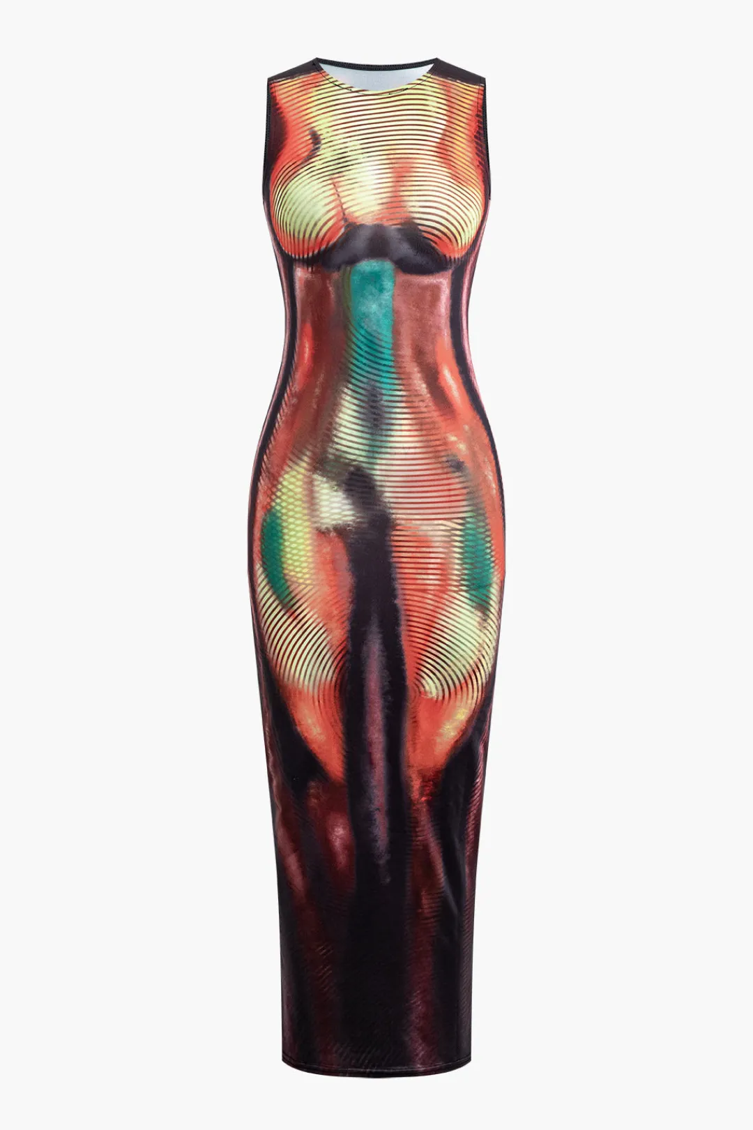 MICAS Midi Dresses-Abstract Print Tank Midi Dress MULTICOLOR