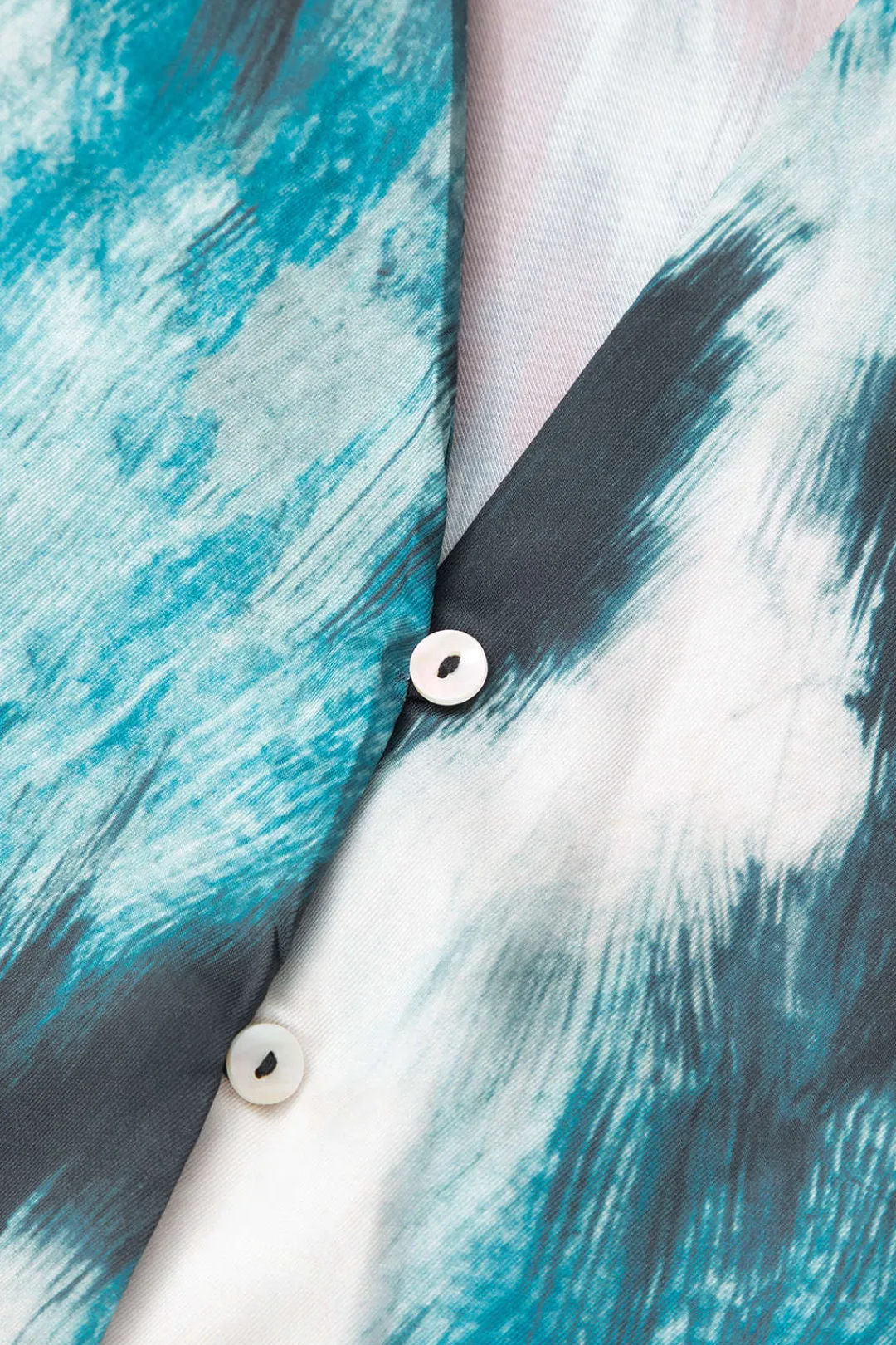 MICAS Long Sleeve Tops|Long Sleeves Tops-Abstract Print V-neck Button Up Shirt BLUE