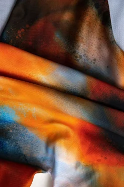 MICAS Swimwear|Vacation Sets-Abstract Print V-neck Cross Back Tie Swimsuit And Mesh Mini Sarong Skirt Set MULTICOLOR