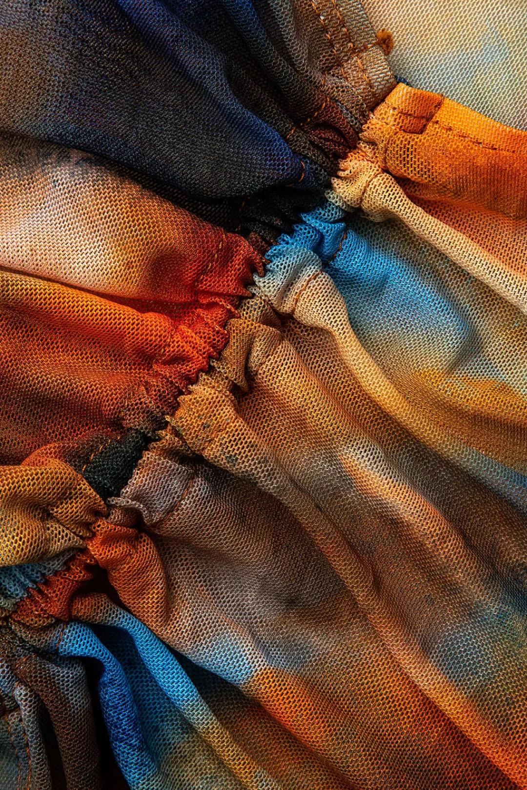 MICAS Swimwear|Vacation Sets-Abstract Print V-neck Cross Back Tie Swimsuit And Mesh Mini Sarong Skirt Set MULTICOLOR