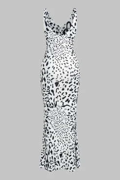 MICAS Maxi Dresses-Abstract Print V-neck Sleeveless Maxi Dress Contrast Color
