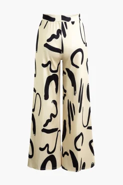 MICAS Pants-Abstract Print Wide Leg Pants Contrast Color