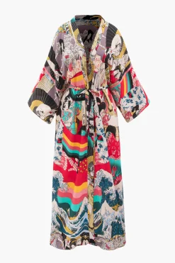 MICAS Swimwear-Allover Print Kimono Sleeve Cover Up MULTICOLOR