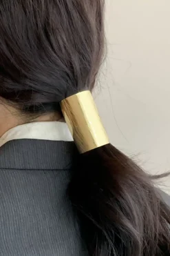 MICAS Accessories-Alloy High Ponytail Clip Textured Wave Hair Accessory GOLD