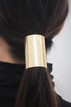 MICAS Accessories-Alloy High Ponytail Clip Textured Wave Hair Accessory GOLD