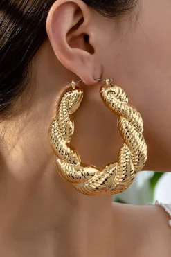 MICAS Earrings|Accessories-Alloy Twist Retro Earrings GOLD