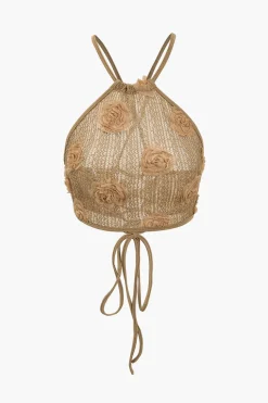 MICAS Pant Sets|Vacation Sets-Appliques Drawstring Trouser Set LIGHT BROWN