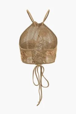 MICAS Pant Sets|Vacation Sets-Appliques Drawstring Trouser Set LIGHT BROWN