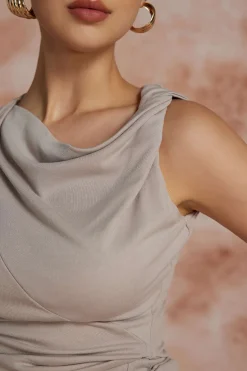 MICAS Tank Tops & Cami-Asymmetric Cowl Neck Ruched Tank Top