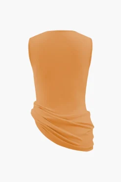 MICAS Tank Tops & Cami-Asymmetric Cowl Neck Ruched Tank Top