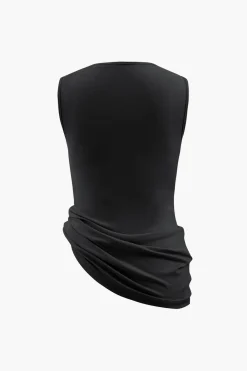 MICAS Tank Tops & Cami-Asymmetric Cowl Neck Ruched Tank Top