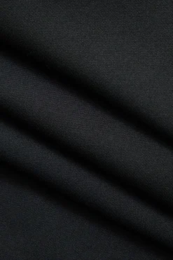 MICAS Long Sleeve Dresses|Maxi Dresses-Asymmetric Lantern Sleeve Slit Midi Dress BLACK