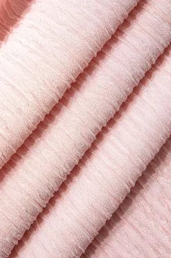 MICAS Skirt Sets|Vacation Sets-Asymmetric Texture Top and Ruched Skirt Set PINK