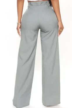MICAS Pants-Asymmetric Waist Ruched Straight Leg Pants PEARL RIVER