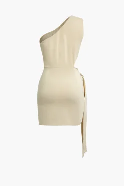 MICAS Mini Dresses-Asymmetrical Cut Out Ruched Tie Mini Dress