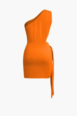 MICAS Mini Dresses-Asymmetrical Cut Out Ruched Tie Mini Dress